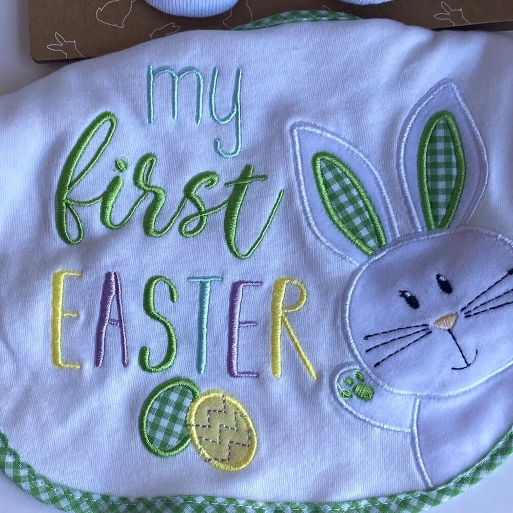 Baby Essentials My First Easter Bib‎ & Sock Set A.D. Sutton NEW Bunny Rabbit
